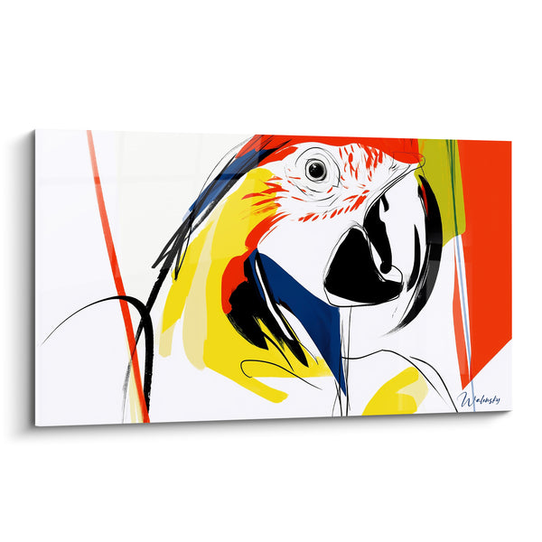 Tableau Perroquet esquissé aux touches jaune et bleu - Cri graphique - Edition Perroquet
