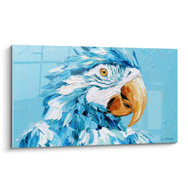 Tableau Perroquet bleu et blanc au bec doré - Éveil céleste - Edition Perroquet