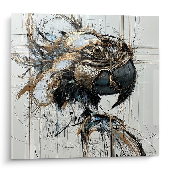 Tableau Cacatoès blanc au bec anthracite - Regard qui traverse - Edition Perroquet