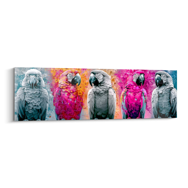 Tableau Perroquets gris et roses en alternance - Éveil des couleurs - Edition Perroquet