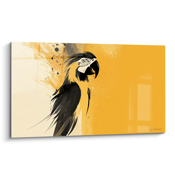 Tableau Perroquet noir aux éclaboussures d'encre - Souffle sauvage - Edition Perroquet