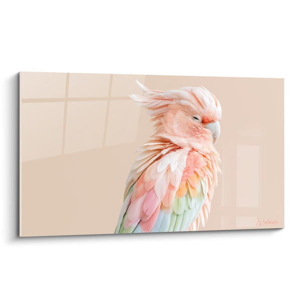 Tableau Cacatoès rose aux plumes pastel - Douceur pastel - Edition Perroquet