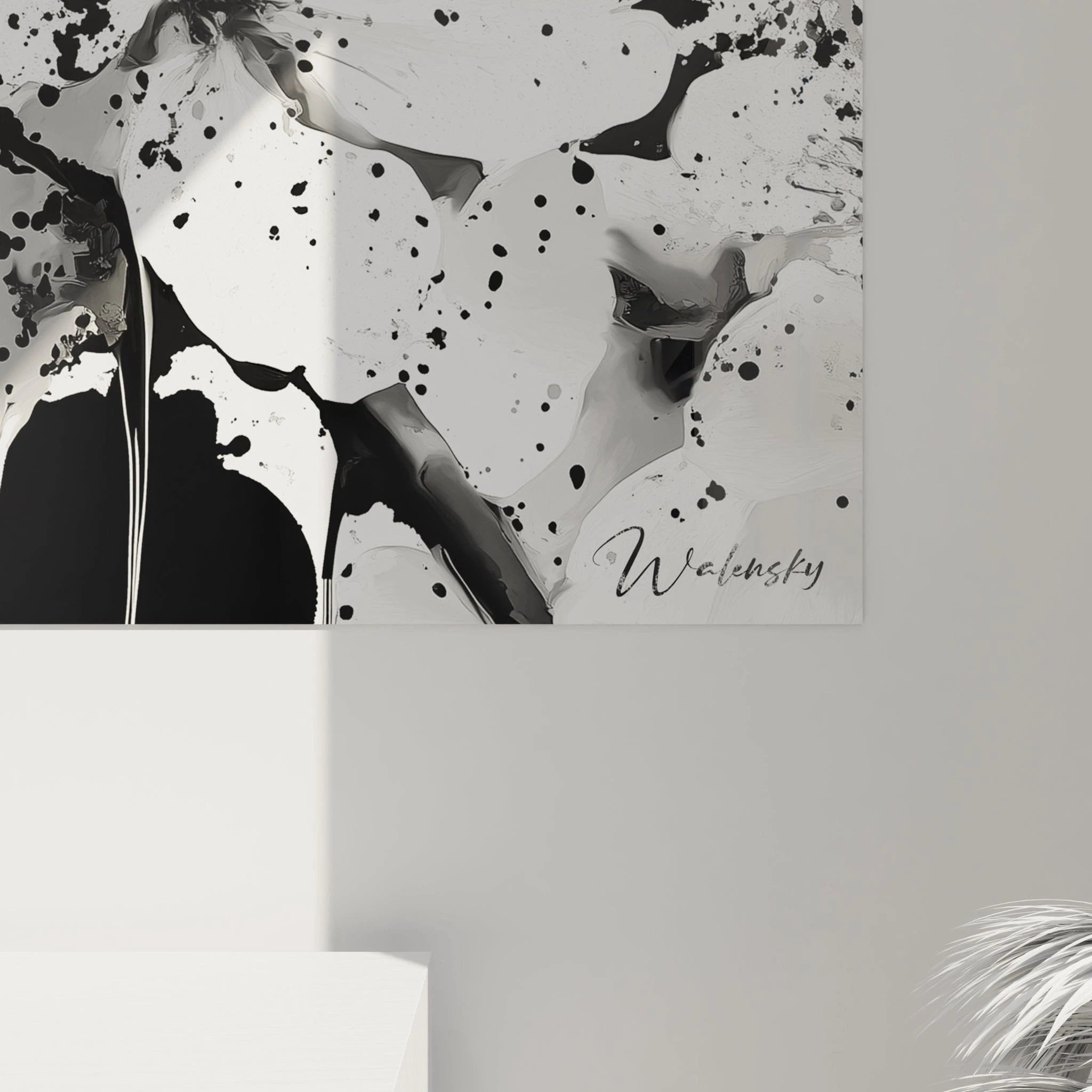 Tableau Pétales Dispersés - édition tacheté noir et blanc - Walensky