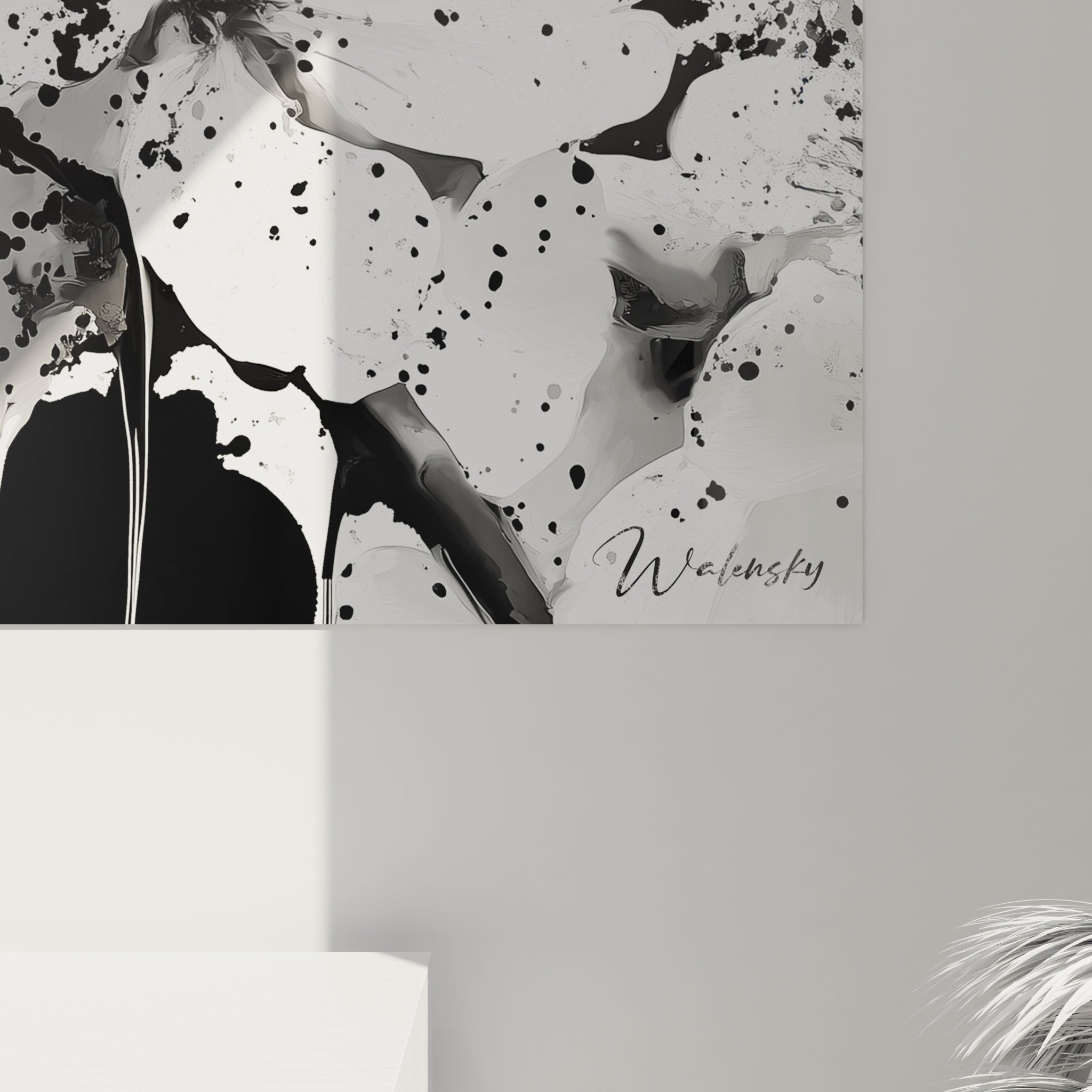 Tableau Pétales Dispersés - édition tacheté noir et blanc