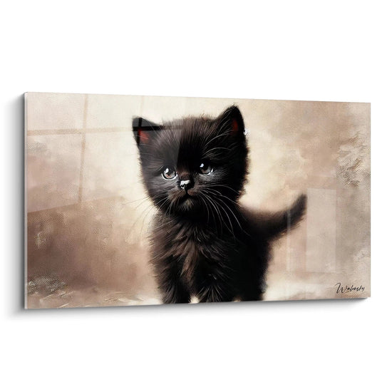 Admirez ce tableau chat vu de biais, mettant en valeur un adorable chaton noir. La finesse des détails et l'effet 3D donnent une dimension captivante à cette œuvre féline unique.