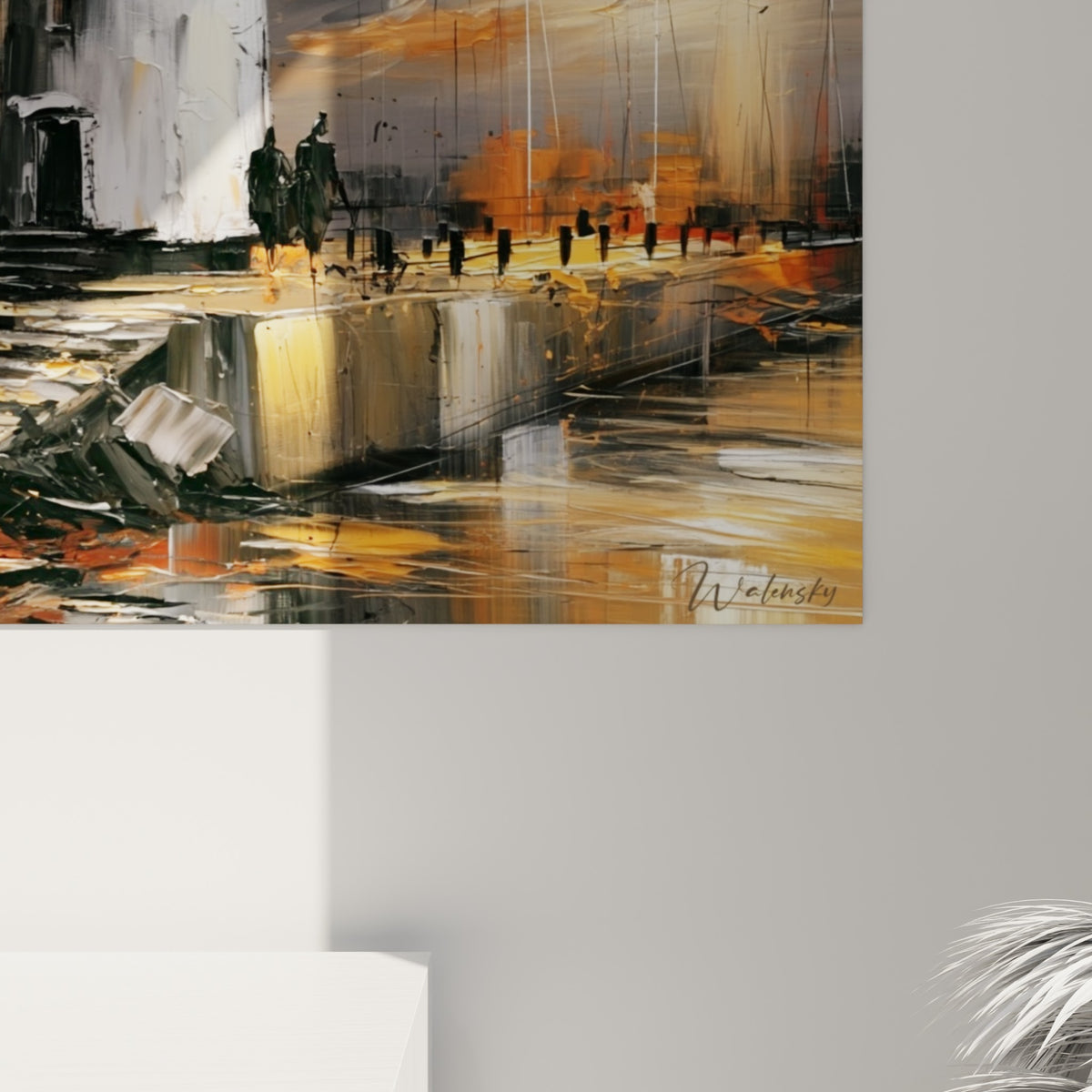 Empâtements orange et blancs du phare révélant la matière épaisse et les coulures anthracite