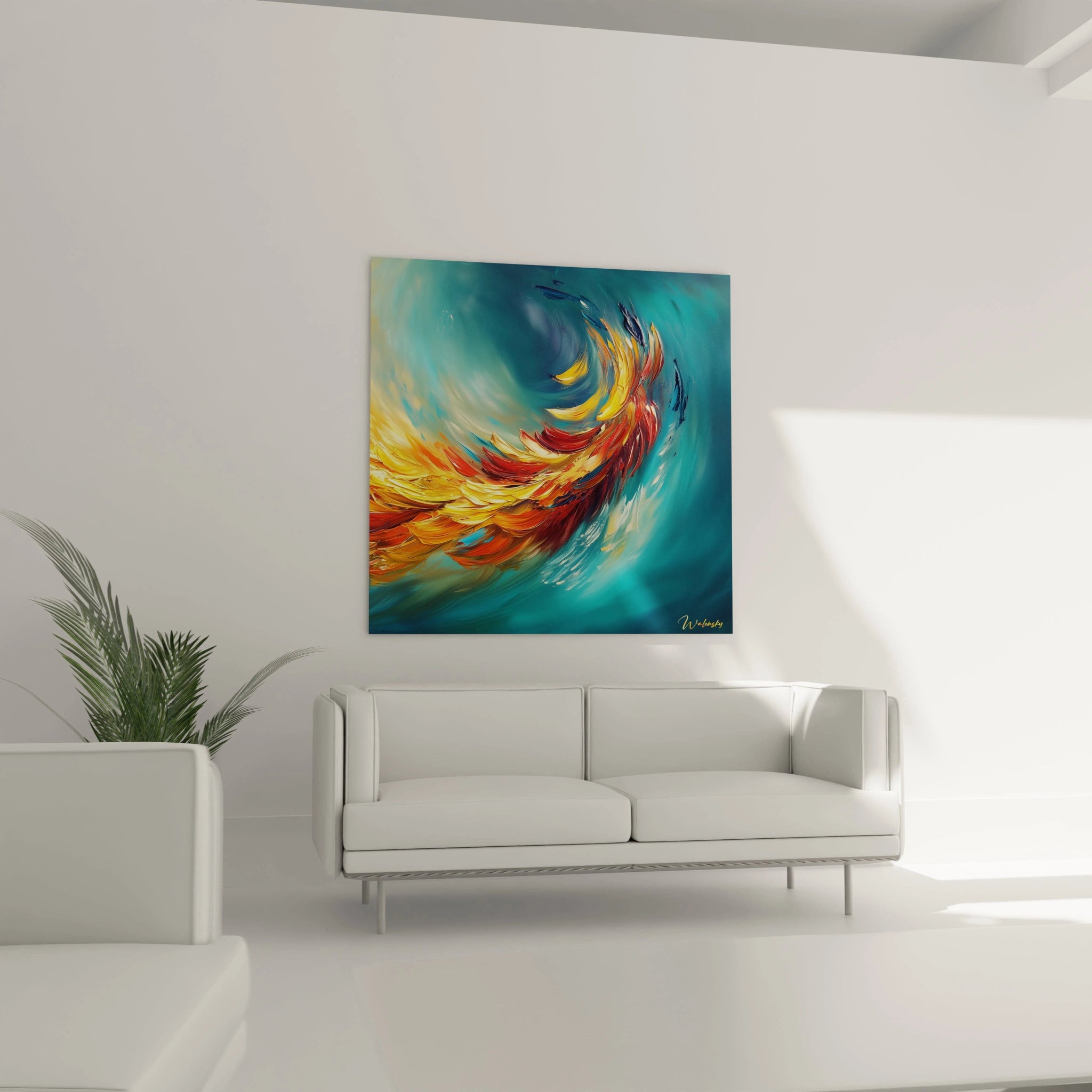Tableau moderne abstrait par Walensky avec des couleurs vives et des motifs fluides