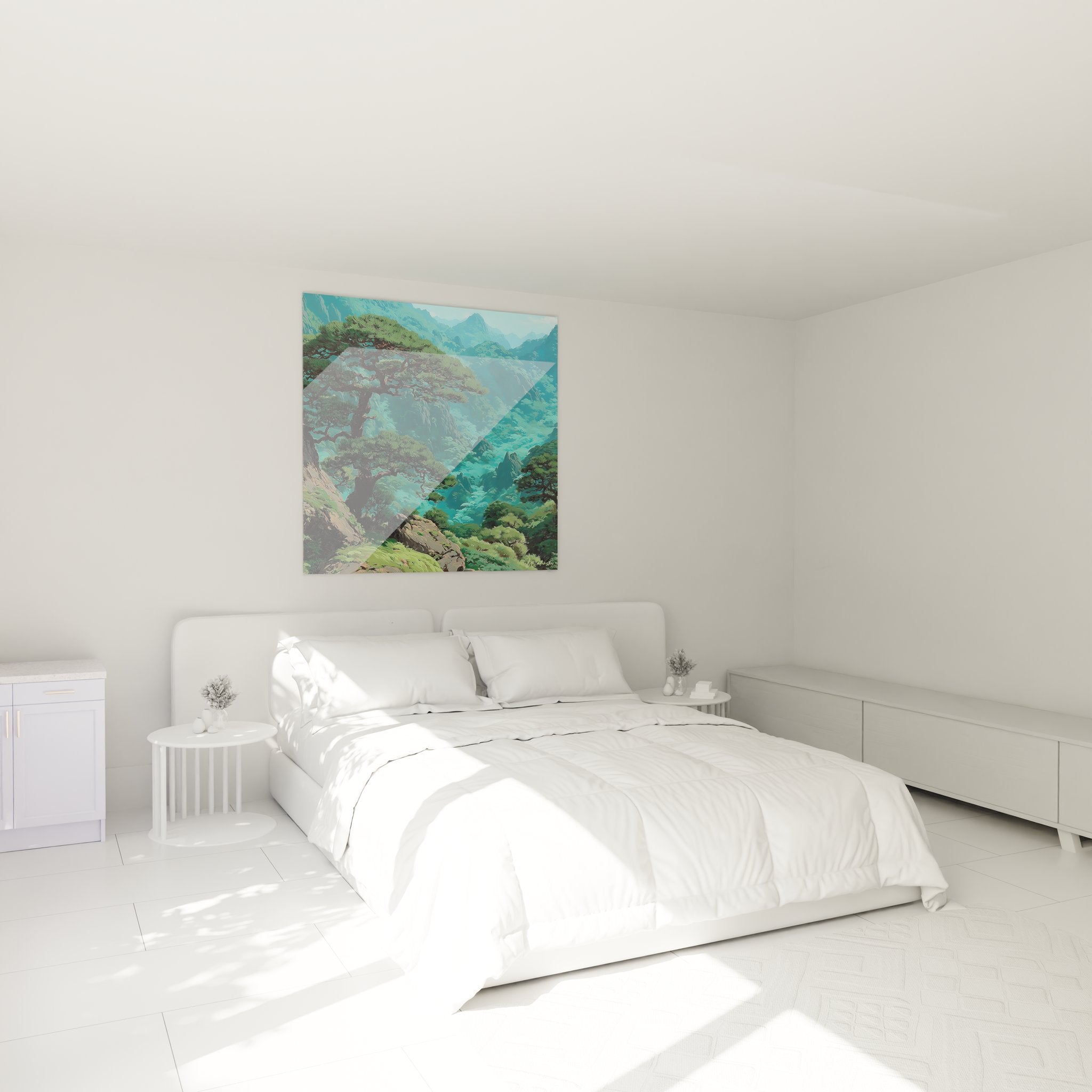Tableau pin des montagnes en décoration chambre ambiance zen et nature
