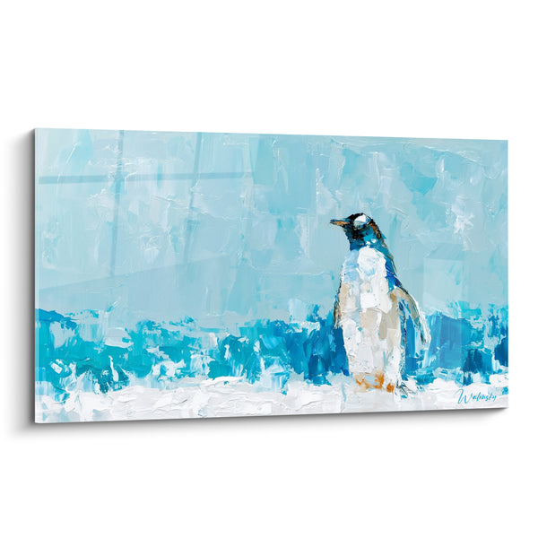 Tableau Pingouin bleu et blanc sur banquise - Solitude polaire - Edition Pingouin