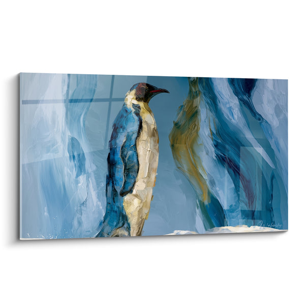 Tableau Pingouin empereur bleu et doré - Sentinelle glaciaire - Edition Pingouin