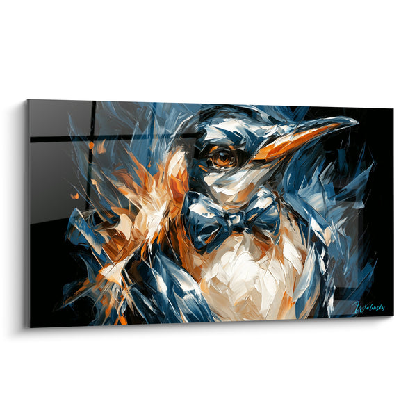 Blue and White Penguin Painting with Bow Tie - Gala Appearance - Penguin Edition