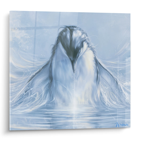 Tableau Pingouin bleu pâle émergeant de l'eau - Émergence silencieuse - Edition Pingouin