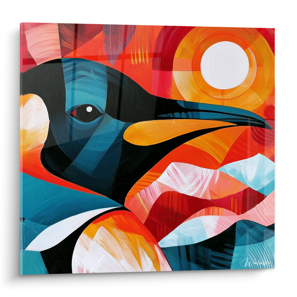 Tableau Pingouin bleu et orange au soleil - Éveil polaire - Edition Pingouin