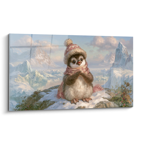Gemälde Pinguin mit rosa Mütze und passendem Schal - Kleiner tapferer Friese - Pinguin Edition