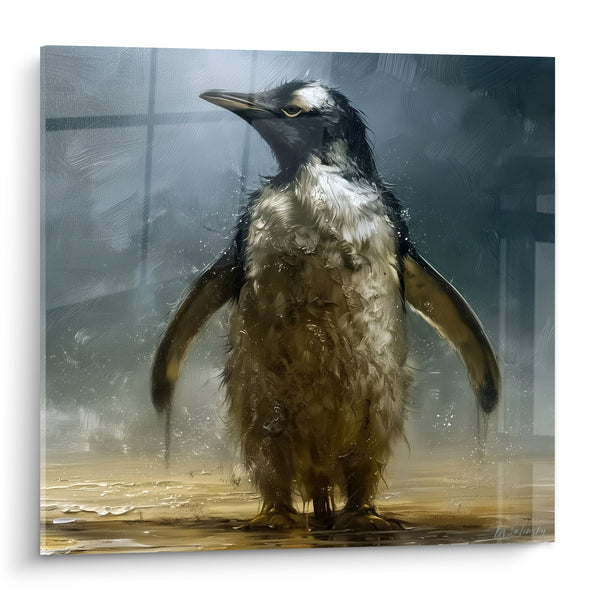 Goldener Pinguin mit tropfenden Federn - Stille Widerstandsfähigkeit - Pinguin Edition