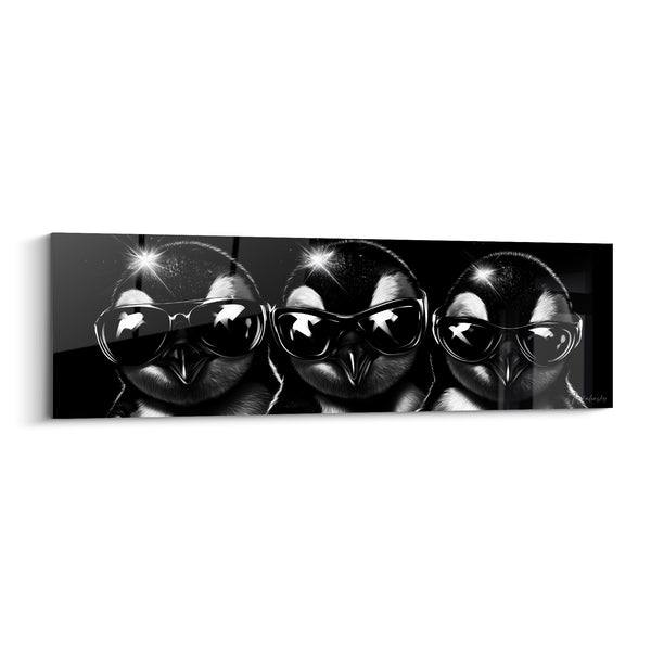 Tableau Trio de pingouins à lunettes noires - Bande de complices - Edition Pingouin