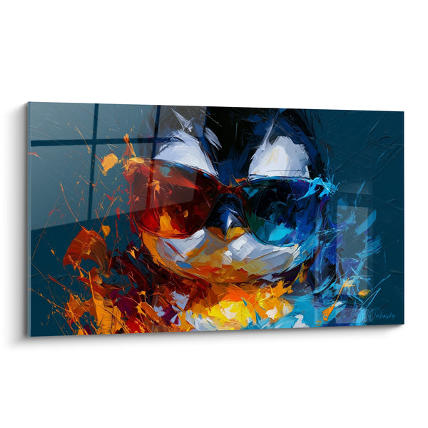 Tableau Pingouin bleu marine aux lunettes ambrées - Éclat de fantaisie - Edition Pingouin