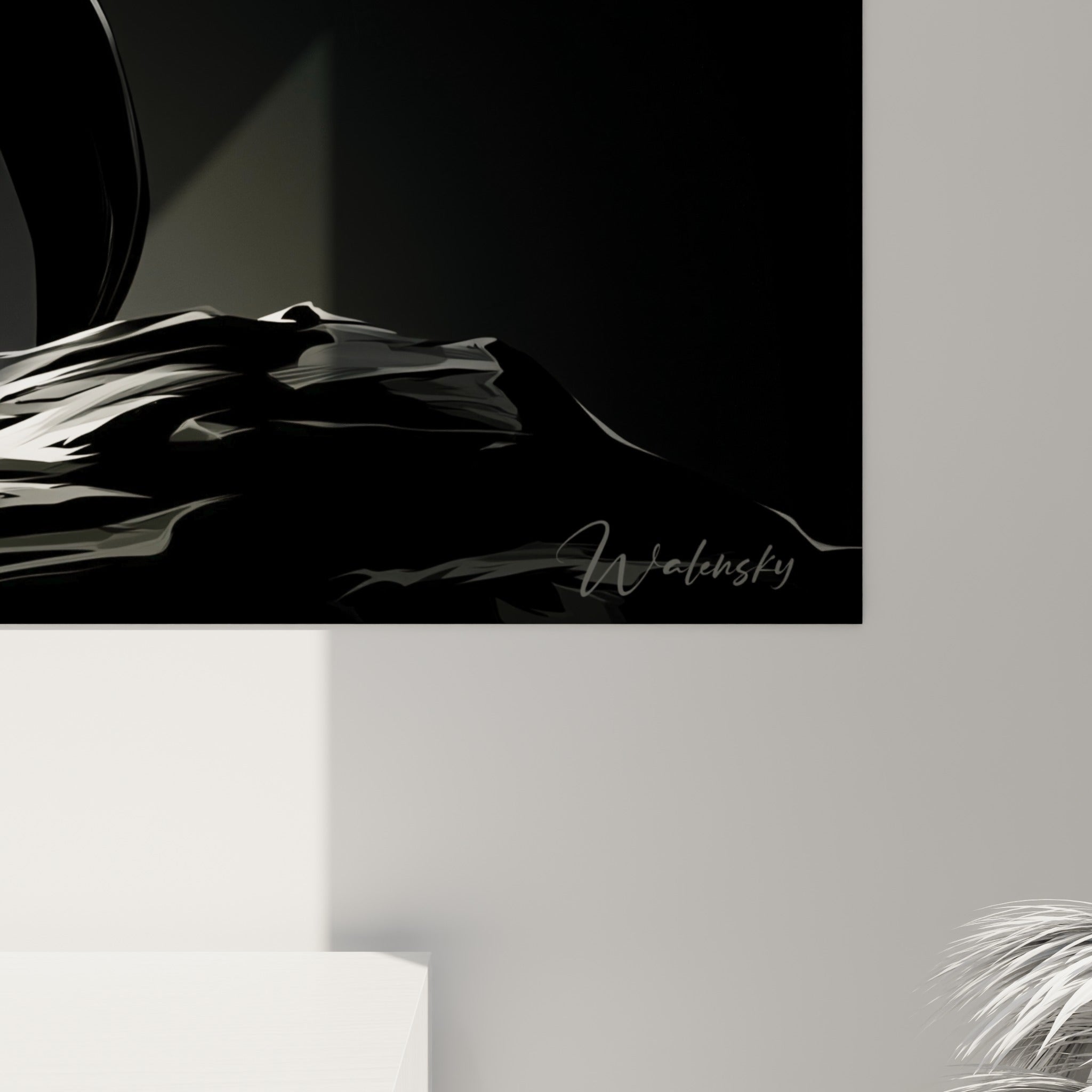 Empâtements blancs et noirs sur le plumage du pingouin, matière lumineuse et texture contrastée visibles de près