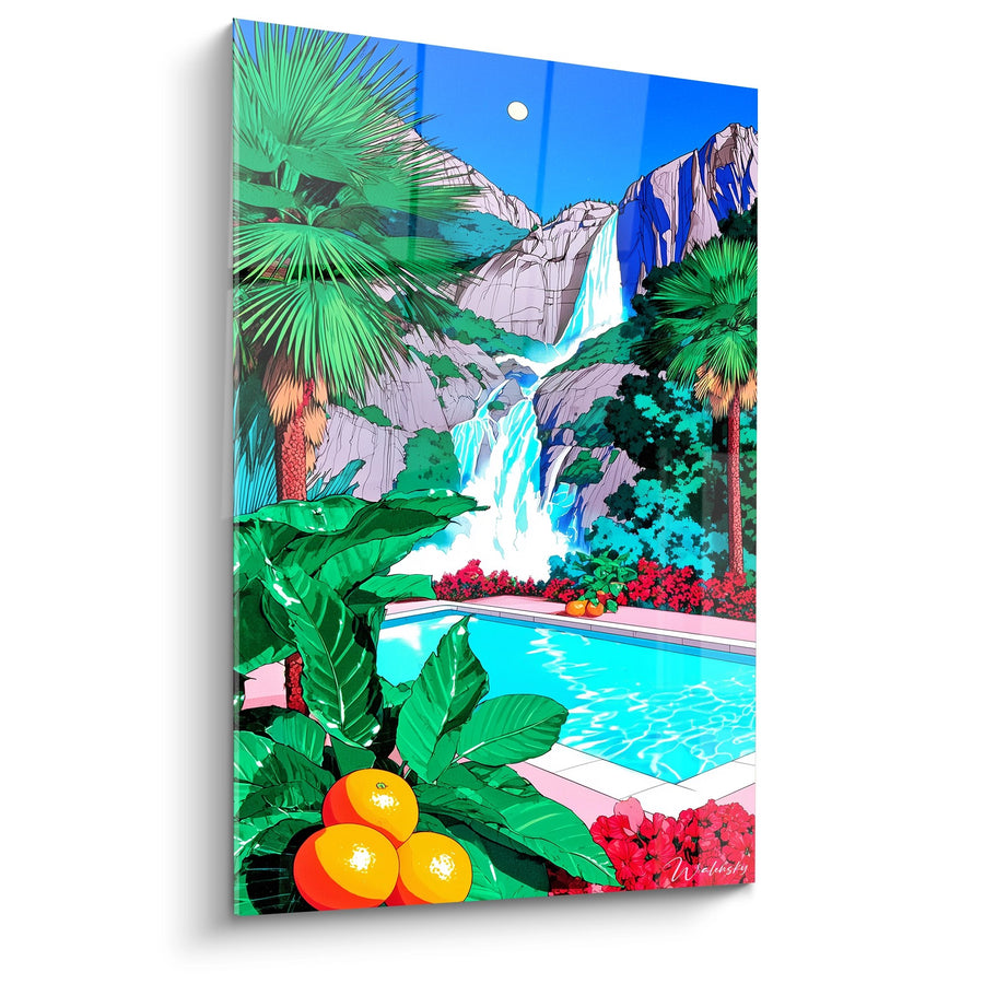 Tableau piscine tropicale - Oasis paradisiaque - édition cascade