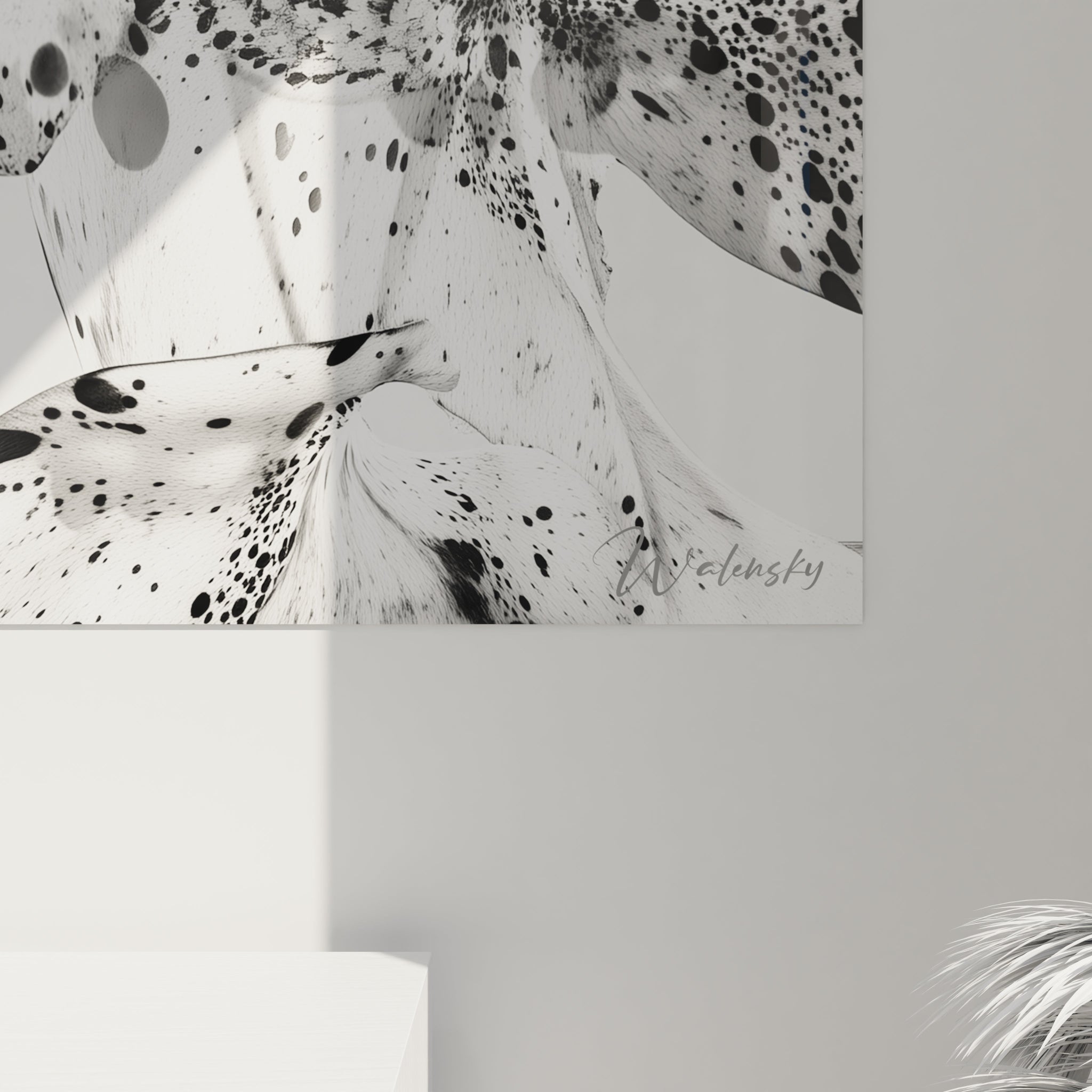 Tableau tacheté noir et blanc de Walensky avec des motifs modernes et artistiques