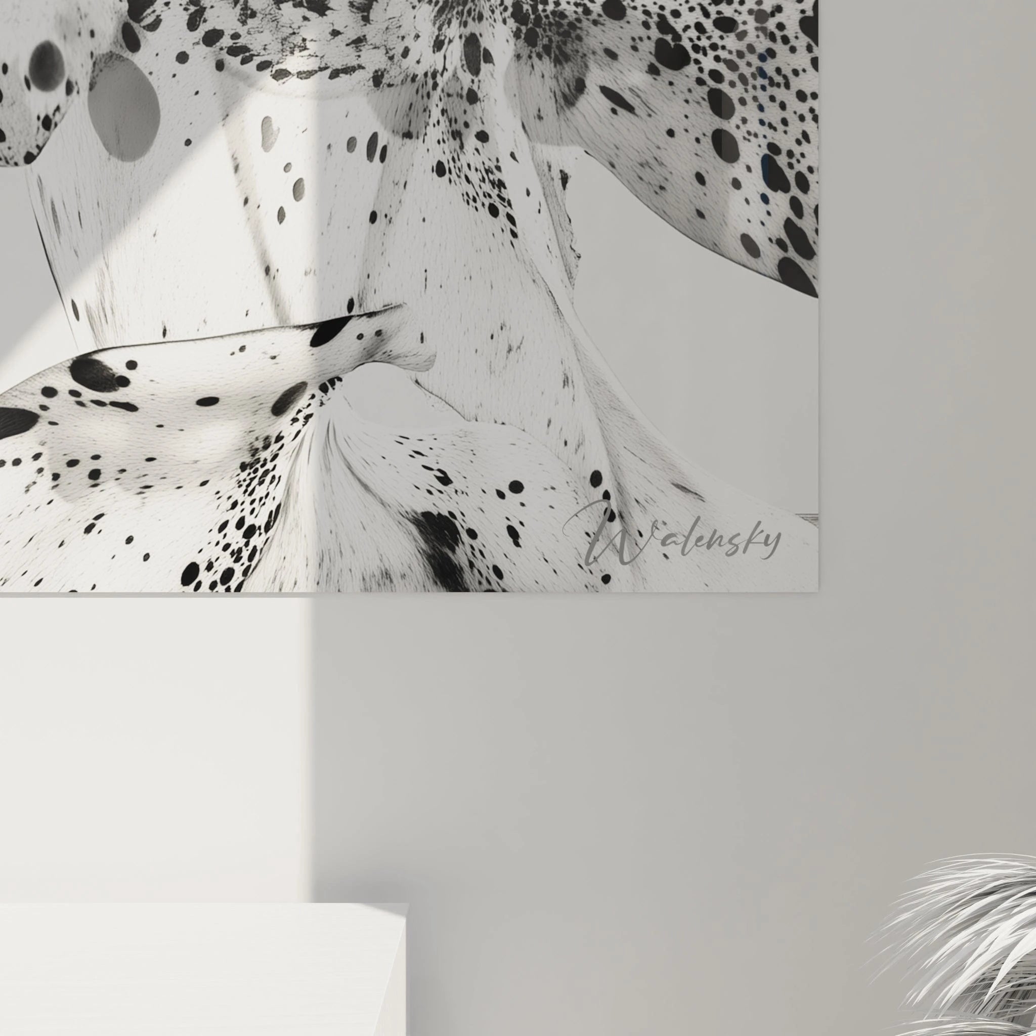 Tableau tacheté noir et blanc de Walensky avec des motifs modernes et artistiques