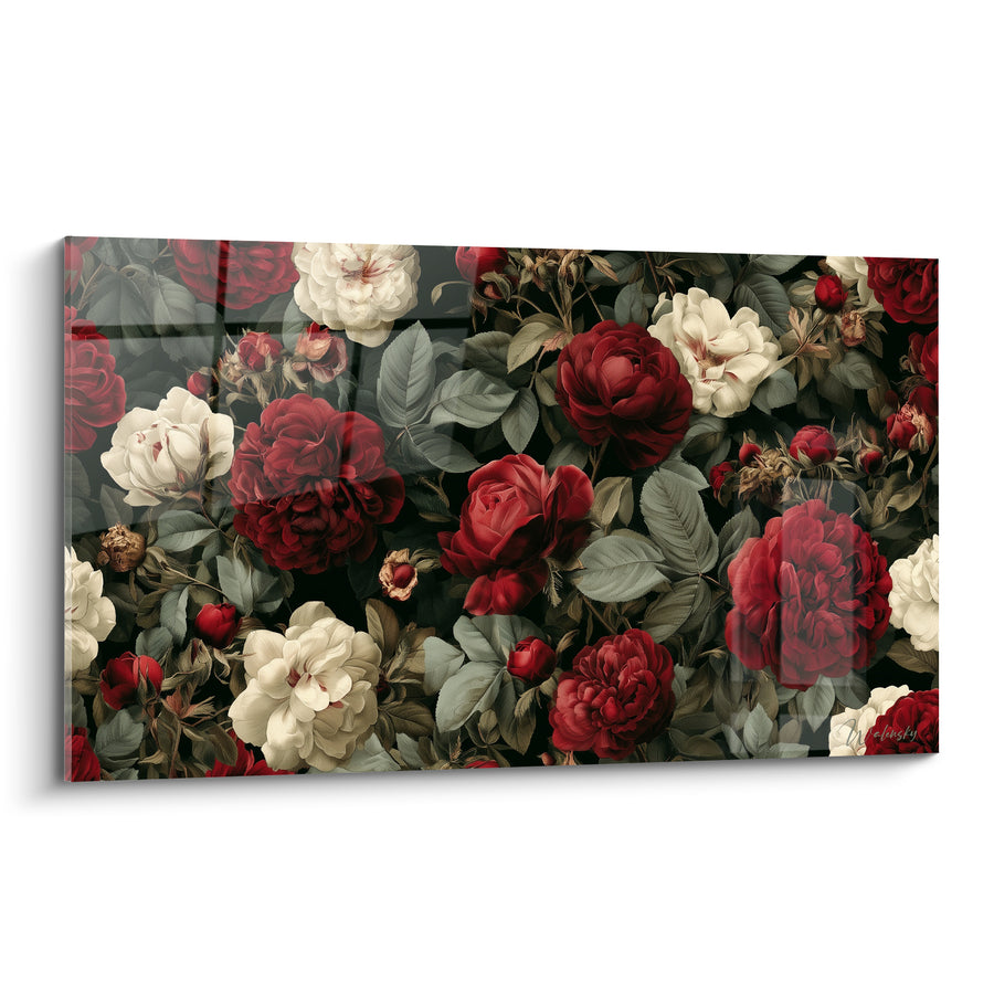 Tableau Pivoines pourpres et ivoire foisonnantes - Jardin secret - Edition Pivoine