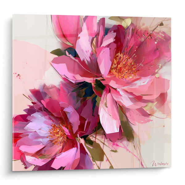 Tableau Pivoines roses aux étamines dorées - Éveil du printemps - Edition Pivoine