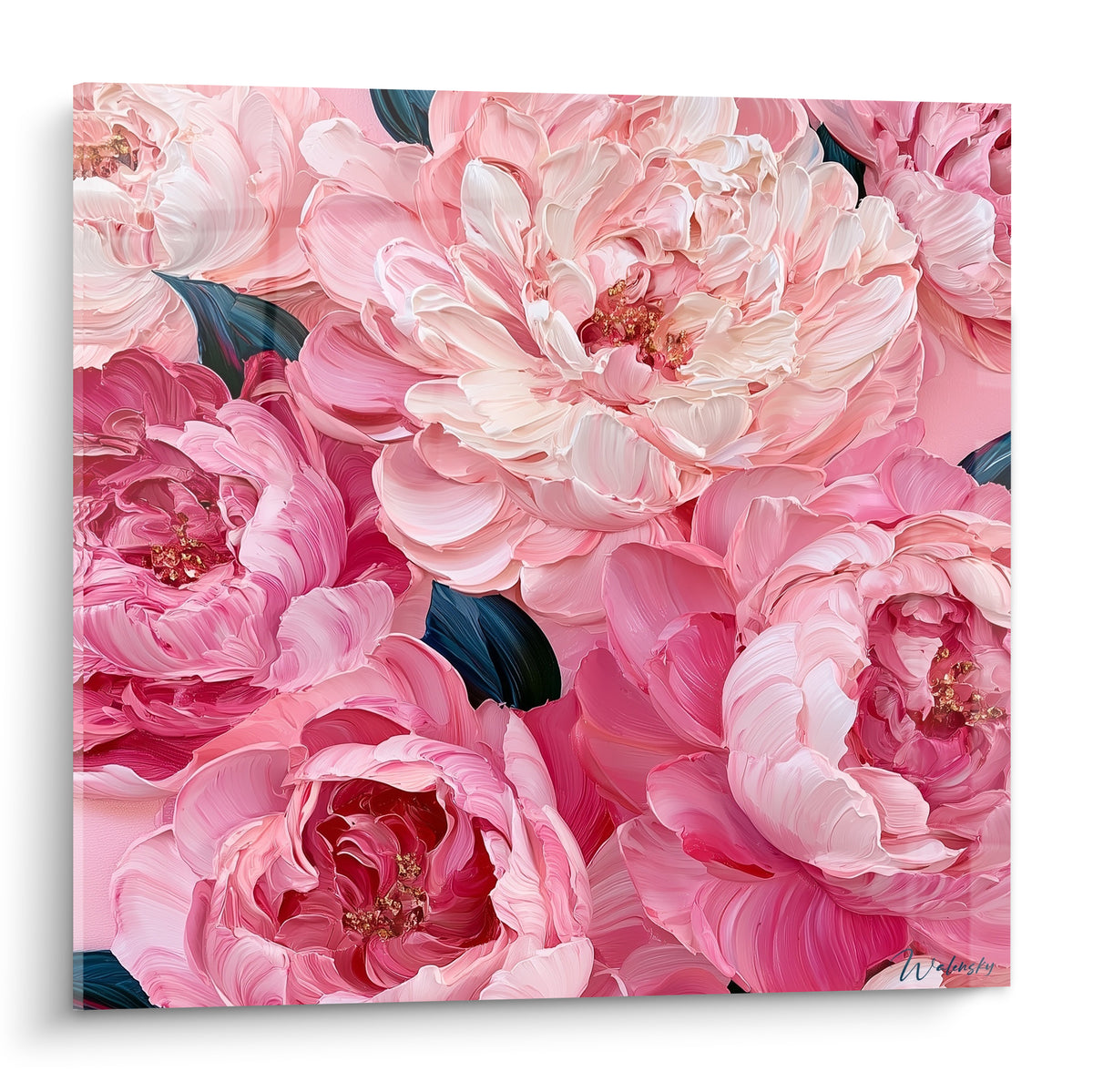 Pivoines roses et blanc crème aux pétales veloutés, gros plan pictural texturé et lumineux