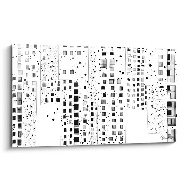 Deconstructed Pixels Wall Art - speckled black and white edition