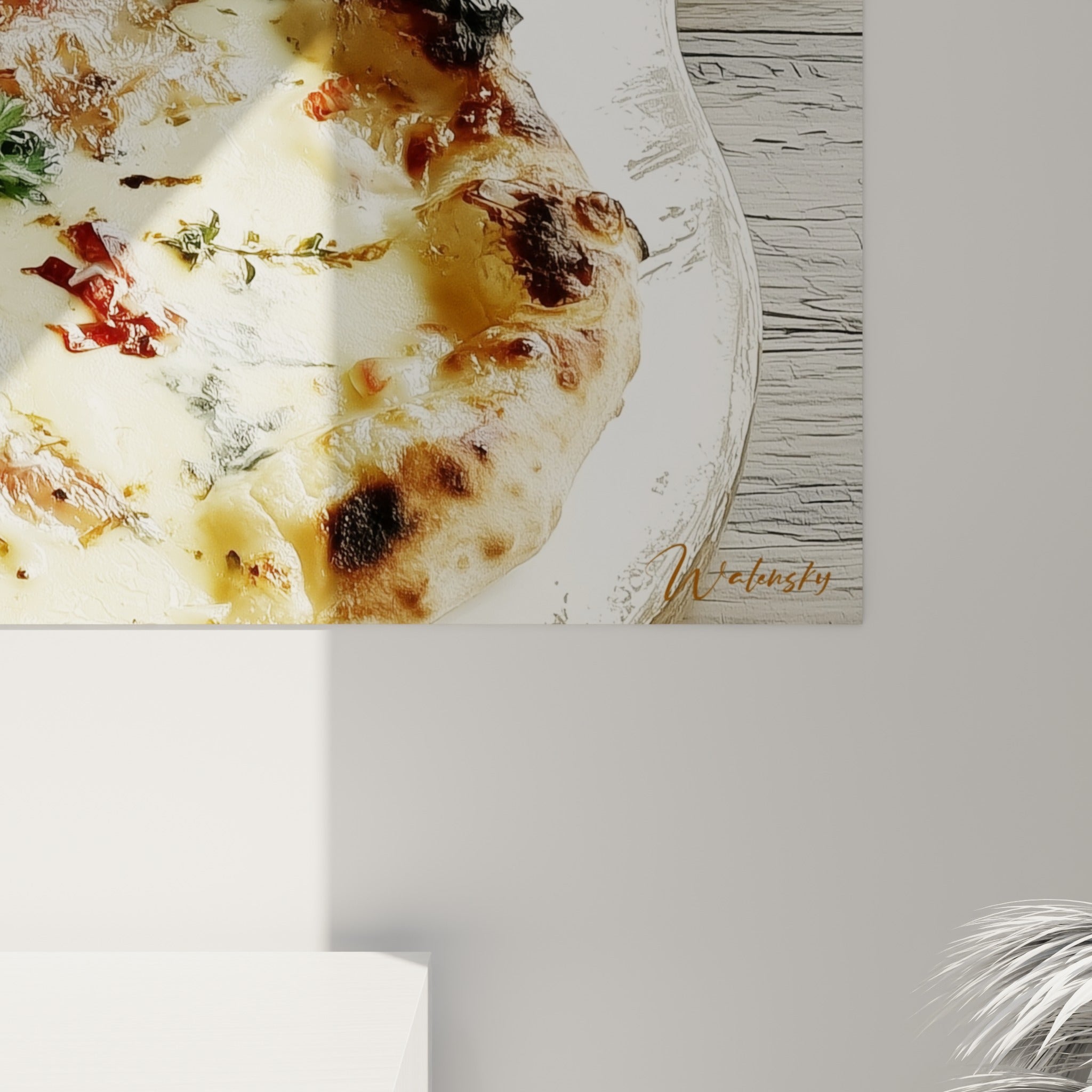 Texture croustillante de la croûte carbonisée et fromage fondu crème vus de près sur la toile