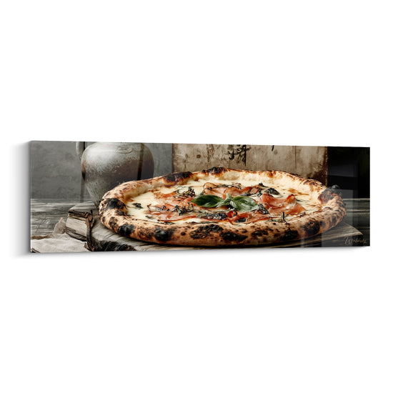 Tableau Pizza blanche et brune au jambon cru - Cruche en grès patiné - Edition Pizza