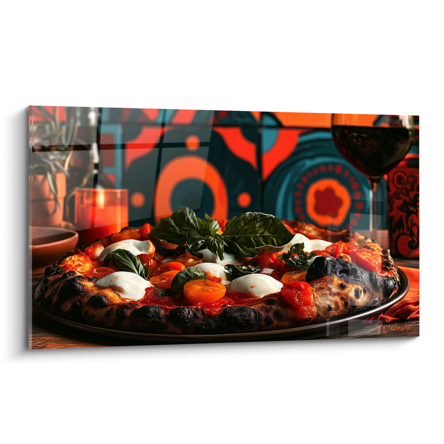 Dipinto Pizza Napoletana con Pomodori e Basilico - Serata Italiana - Edizione Pizza