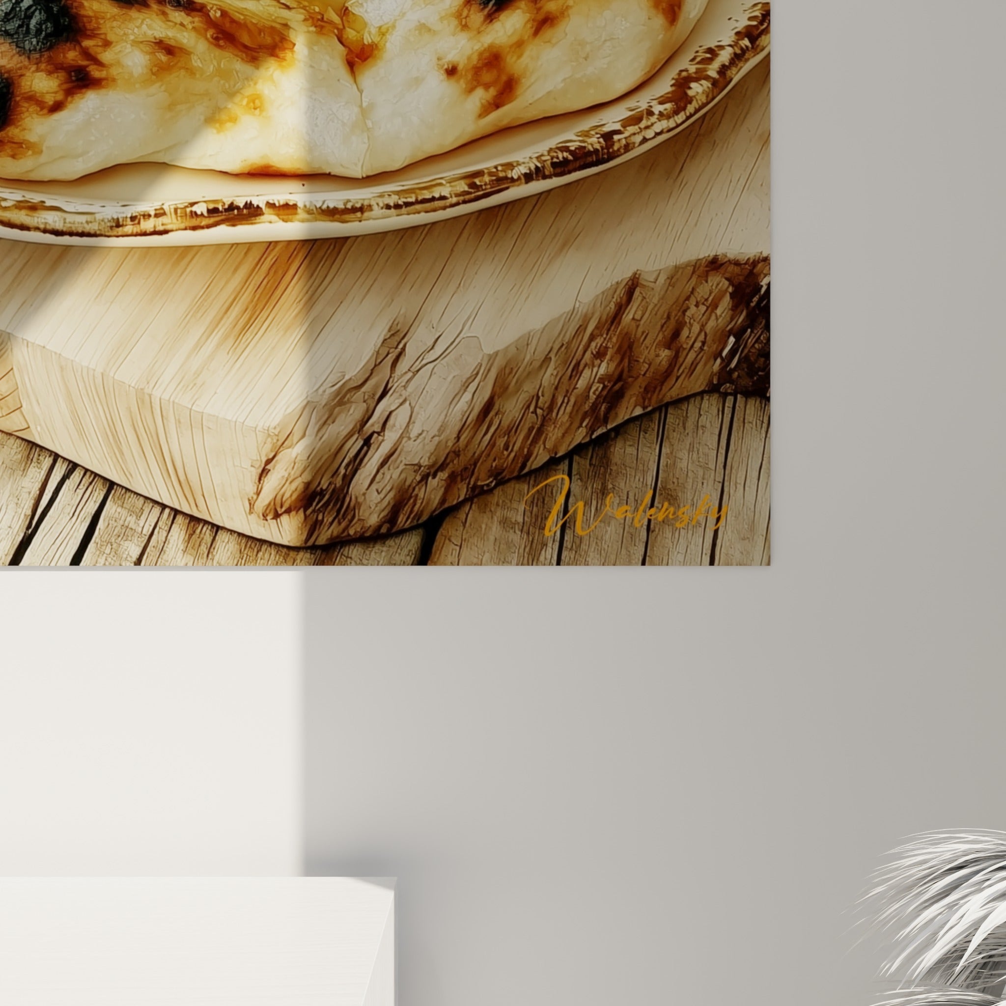 Grain de l'impression révélant les textures dorées de la croûte et le noir profond de la sauce