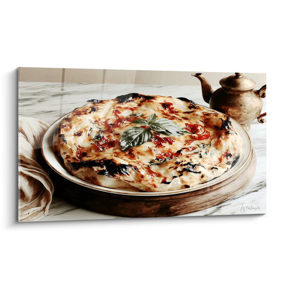 Tableau Pizza artisanale aux tomates et basilic - Table conviviale - Edition Pizza