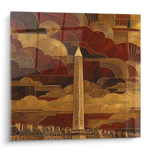 Painting Golden Obelisk under Elaborate Clouds - Antique Gold - Place de la Concorde Ile-de-France Edition