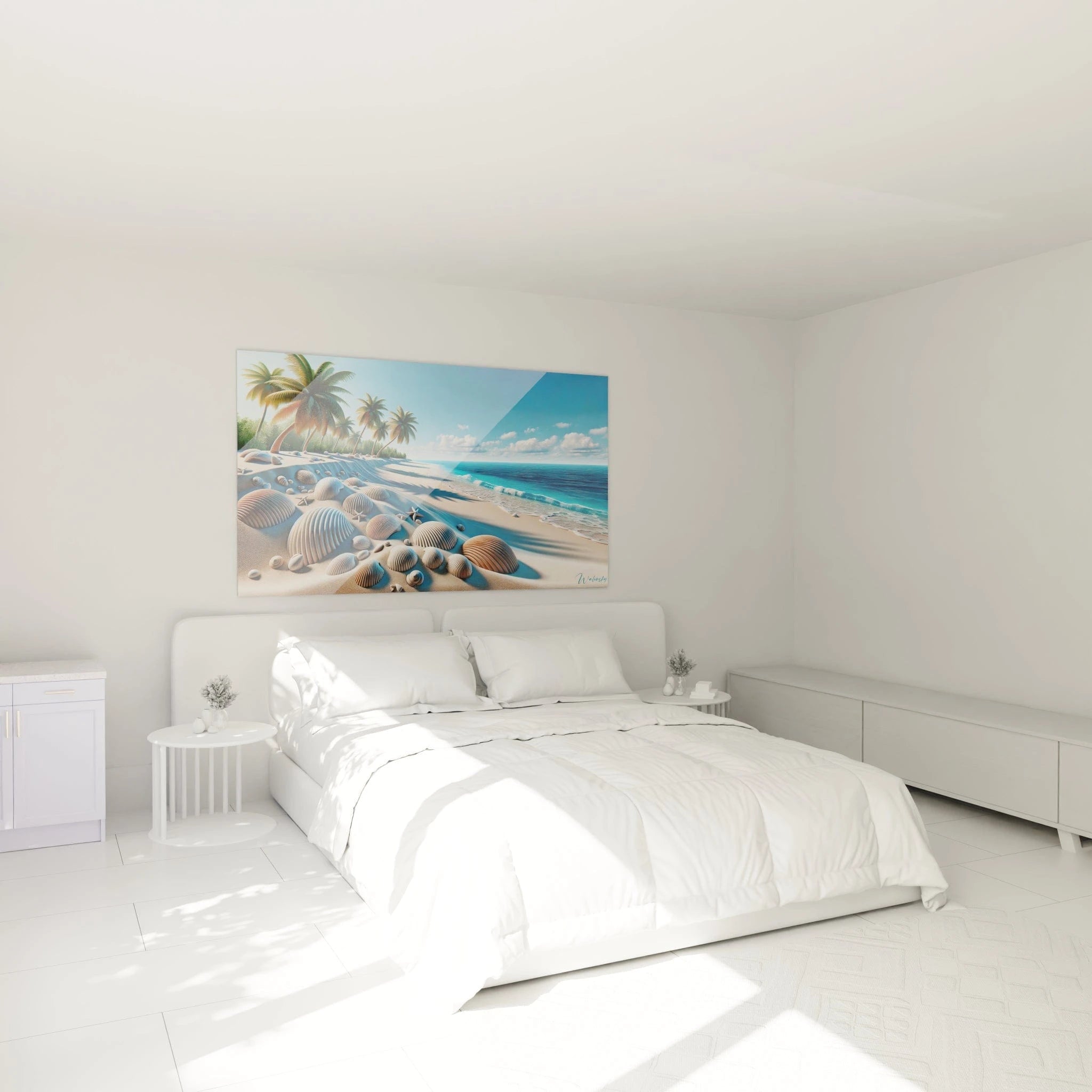 Tableau paysage mural Walensky avec plage et coquillages pour une décoration apaisante