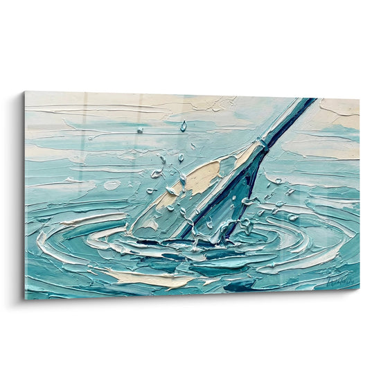 Schilderij Paddle Board Turquoise op Kristalhelder Water met Opspattend Water - Aquatische Onderdompeling - Editie Paddle