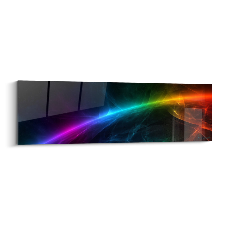 Tableau Faisceau lumineux violet et orangé sur fond noir - Traînée arc-en-ciel - Edition Planète