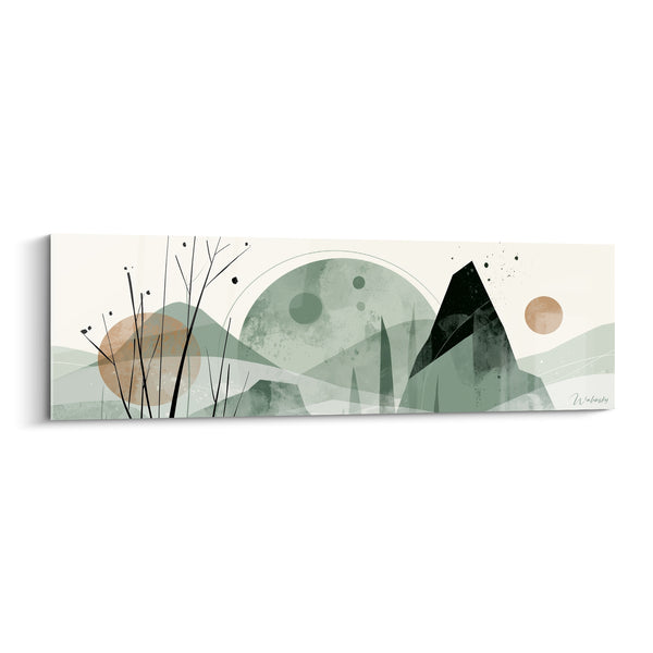 Tableau Sphère verte et beige aux branches épineuses - Montagne noire anguleuse - Edition Planète