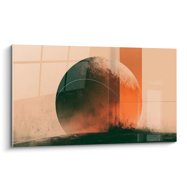 Tableau Sphère céleste anthracite et orangé brûlé - Éclipse suspendue - Edition Planète