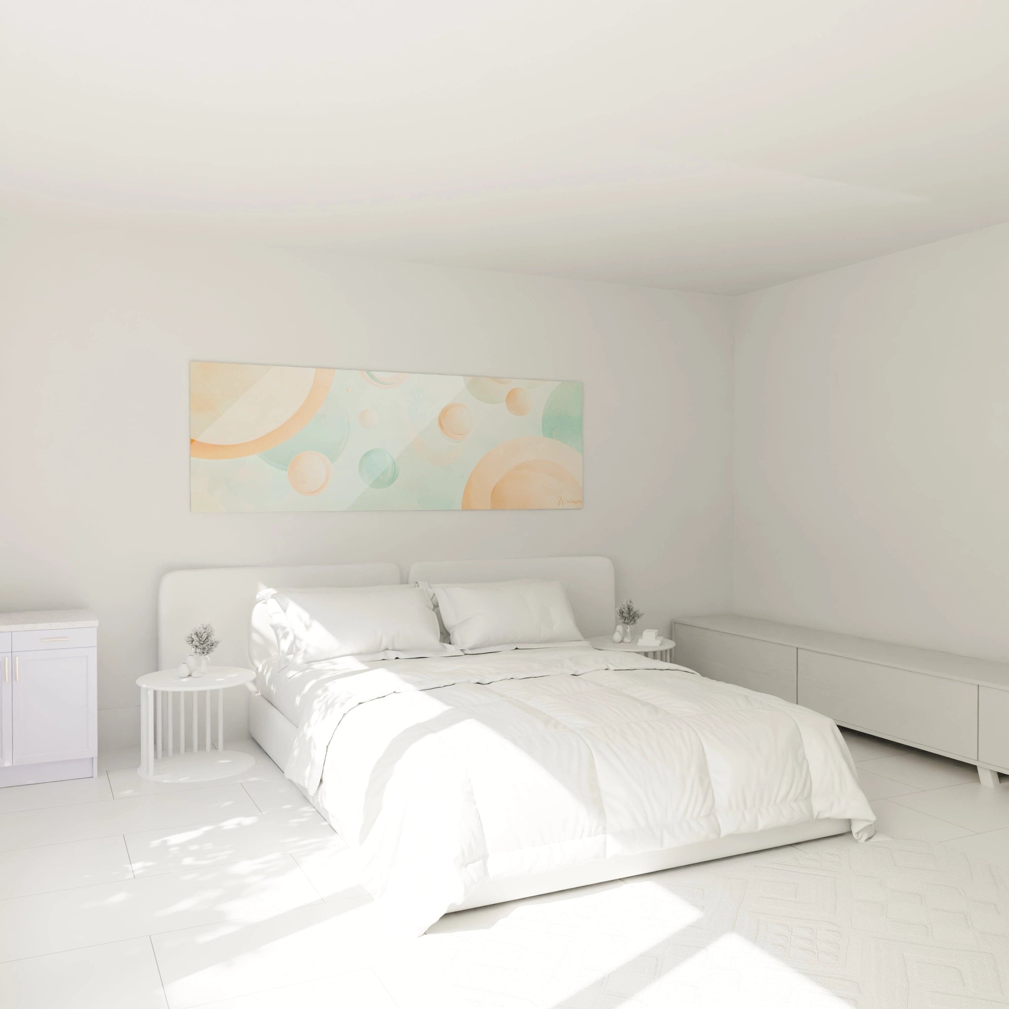 Tableau géométrique abstrait de Walensky avec des formes pastel pour embellir une chambre moderne