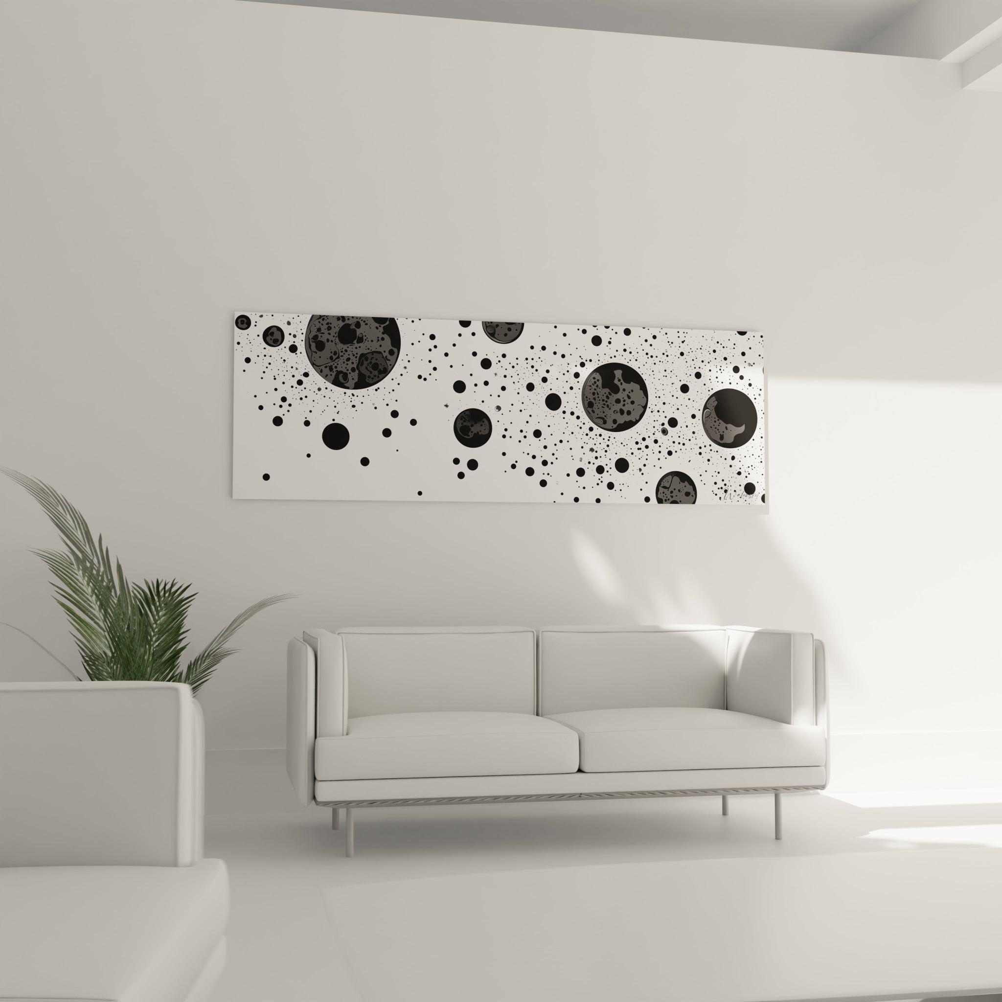 Tableau tacheté noir et blanc de Walensky avec motifs abstraits pour décoration moderne