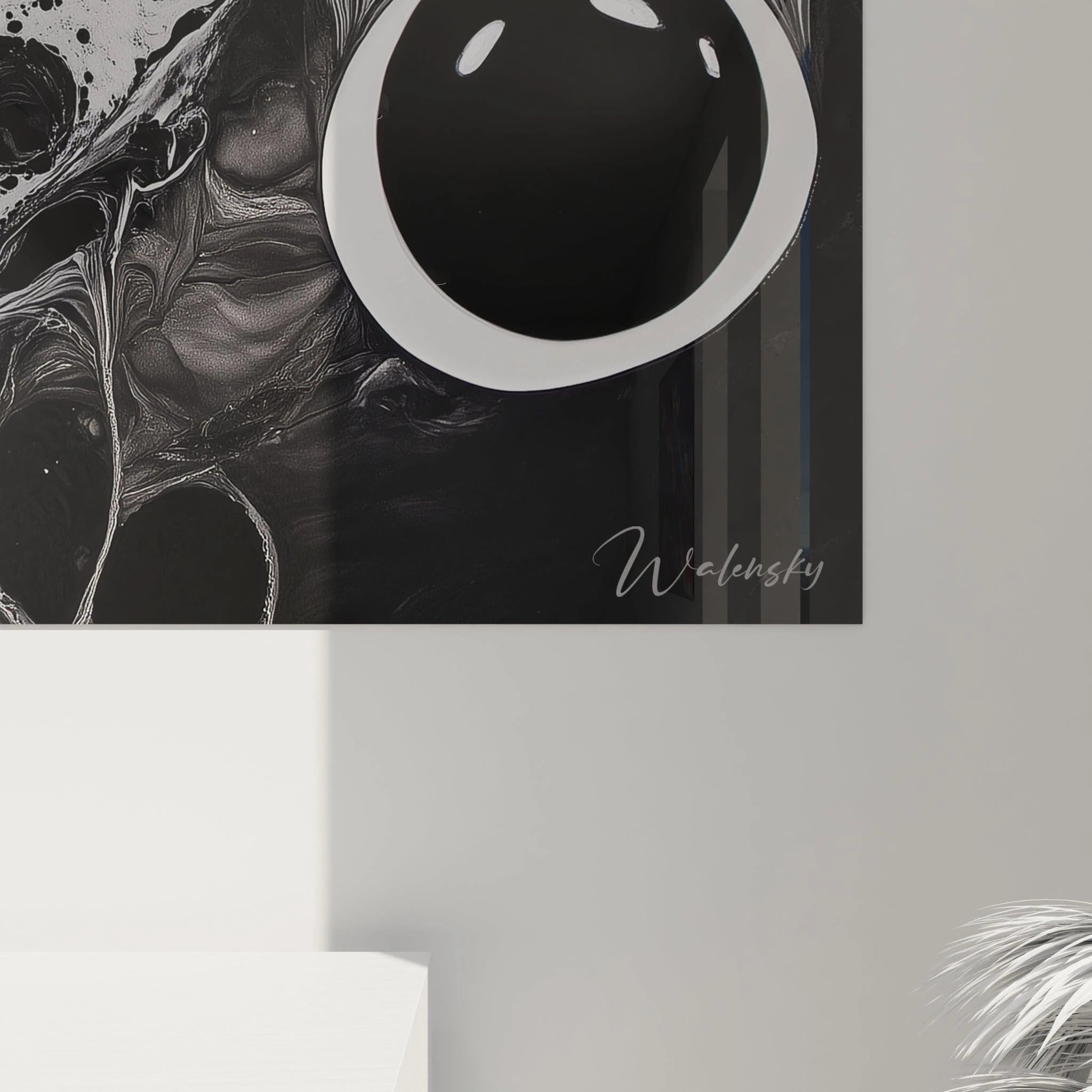 Tableau tacheté noir et blanc Walensky avec motifs abstraits pour décoration moderne