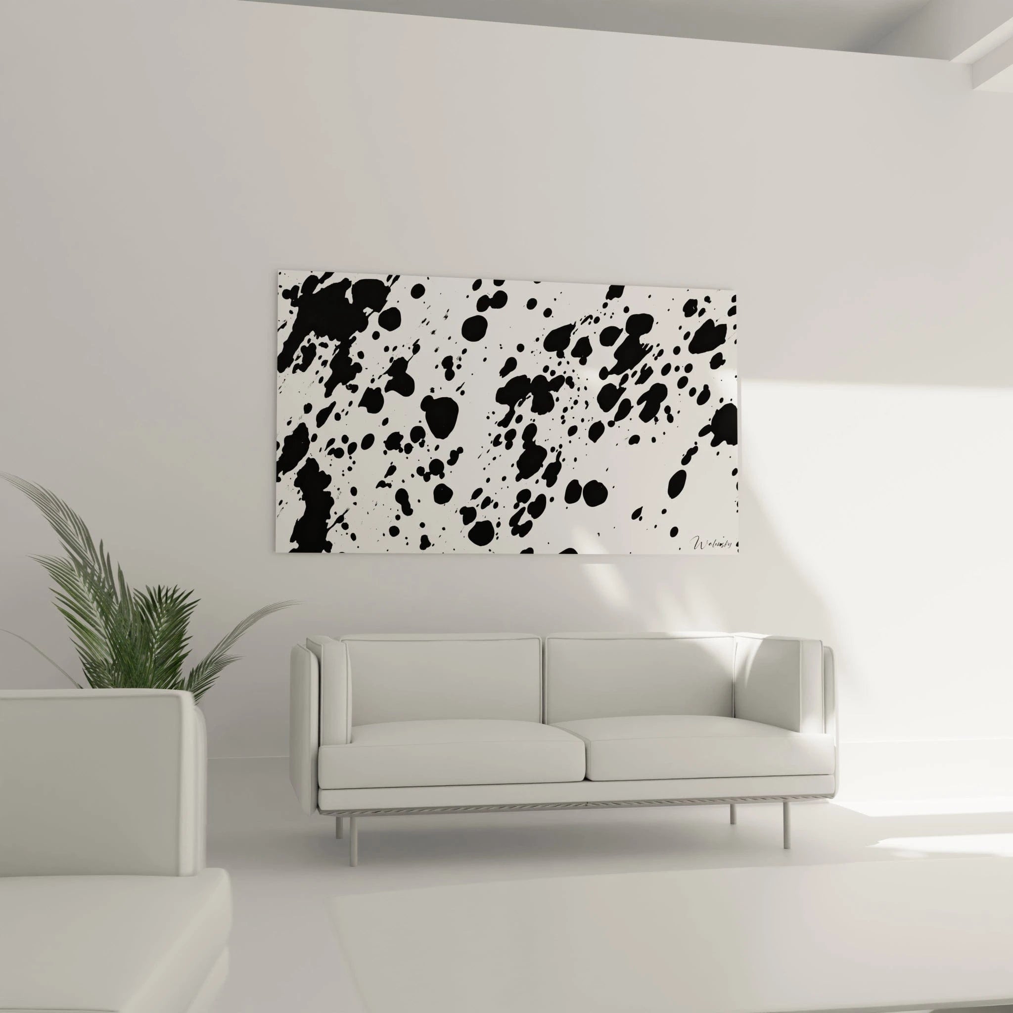 Tableau tacheté noir et blanc de Walensky apportant une touche moderne à votre intérieur