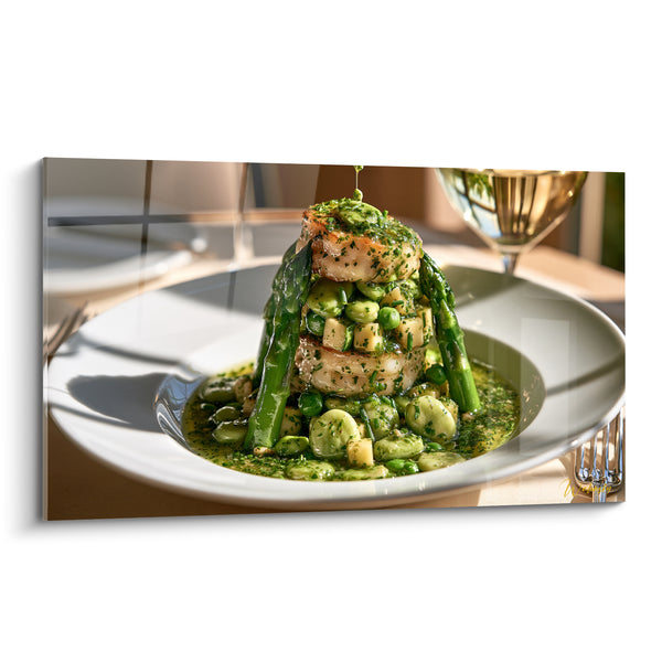 Tableau Verrine gastronomique vert et blanc asperges - Instant gourmet - Edition Plat gastronomique