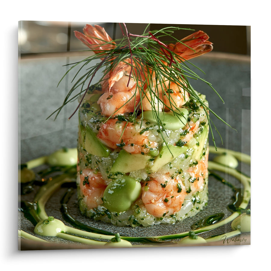 Tableau Tartare de crevettes rose et vert avocat - Raffinement gourmand - Edition Plat gastronomique