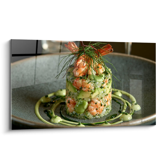 Tableau Tartare de crevettes vert et anthracite - Précision en cuisine - Edition Plat gastronomique