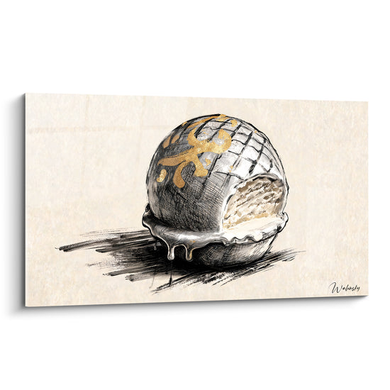 Tableau Boule glacée croquée dorée et ivoire - Bouchée volée - Edition Plat
