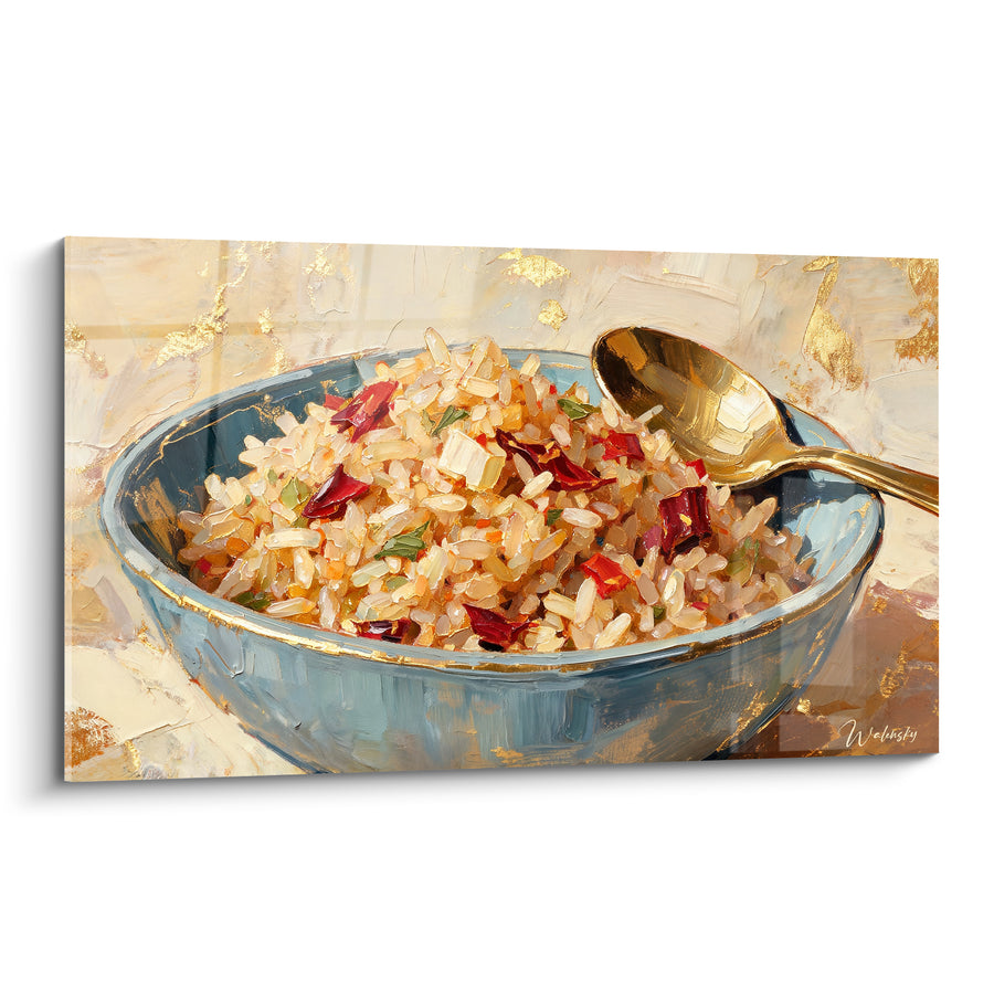 Tableau Riz bleu et doré aux piments rouges - Festin raffiné - Edition Plat