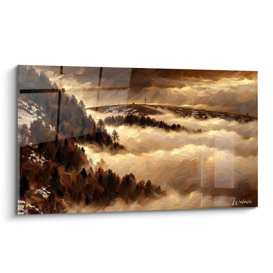 Tableau Mer de nuages sur crête dorée - Silence des hauteurs - Edition Plateau des Lessini Trentin-Haut-Adige Italie
